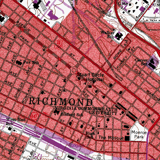 Topographic Map of Collegiate School, VA