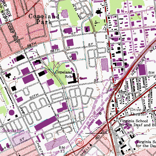 Topographic Map of Copeland Park Elementary School, VA