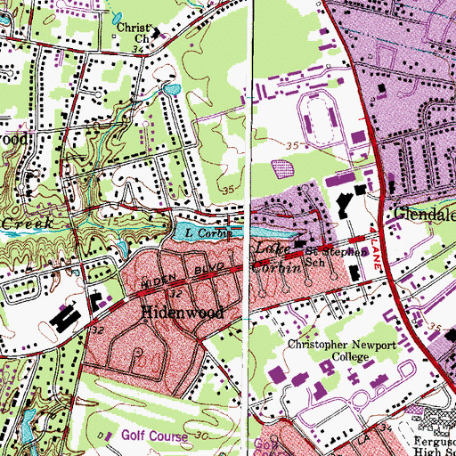 Topographic Map of Lake Corbin, VA
