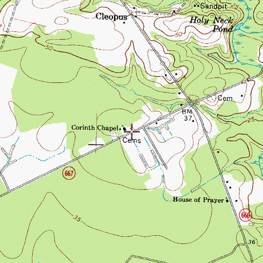 Topographic Map of Corinth Chapel, VA
