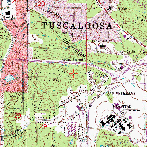 Topographic Map of Beech Hills, AL