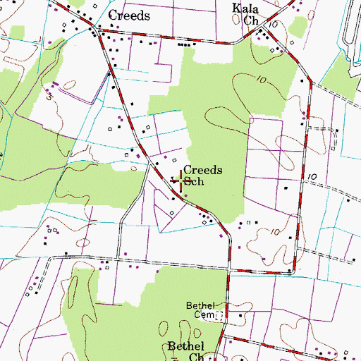 Topographic Map of Creeds School, VA
