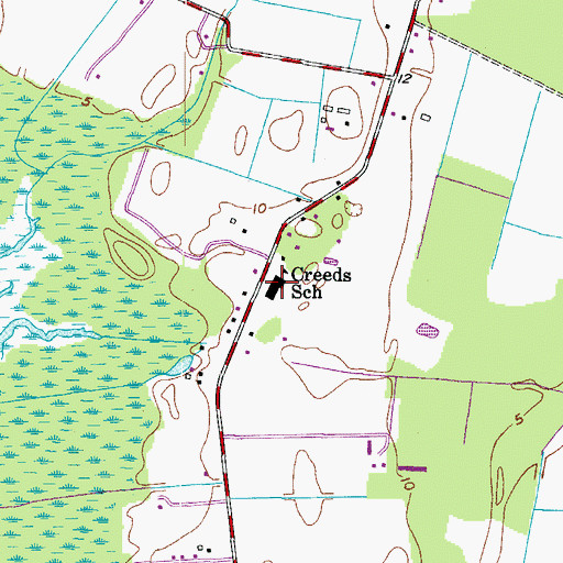 Topographic Map of Creeds Elementary School, VA
