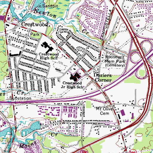 Topographic Map of Crestwood Intermediate School, VA