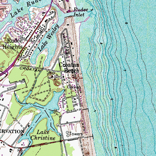 Topographic Map of Croatan Beach, VA