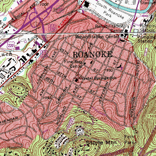 Topographic Map of Crystal Spring Elementary School, VA