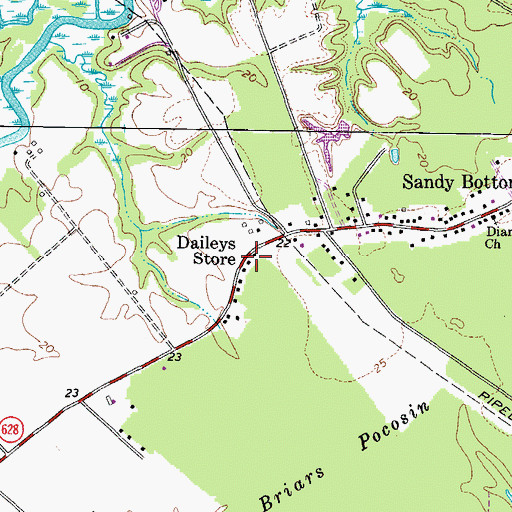 Topographic Map of Daileys Store, VA