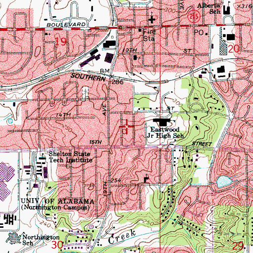 Topographic Map of Bellview Heights, AL