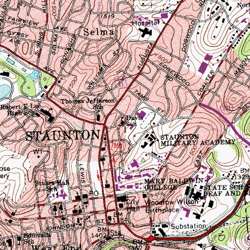 Topographic Map of Davis School, VA