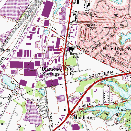 Topographic Map of Diamond Springs, VA