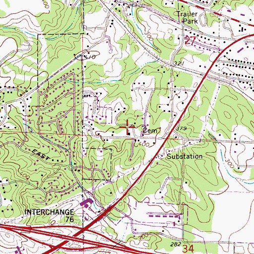 Topographic Map of Benville Church, AL