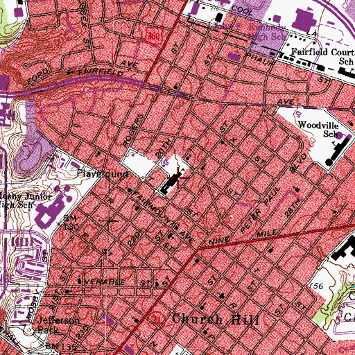 Topographic Map of Dickinson School, VA