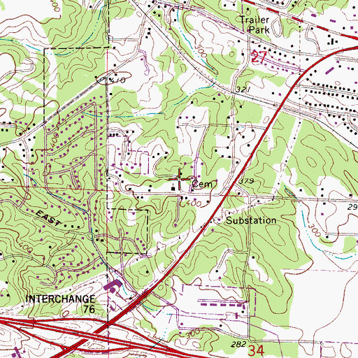 Topographic Map of Benville School (historical), AL