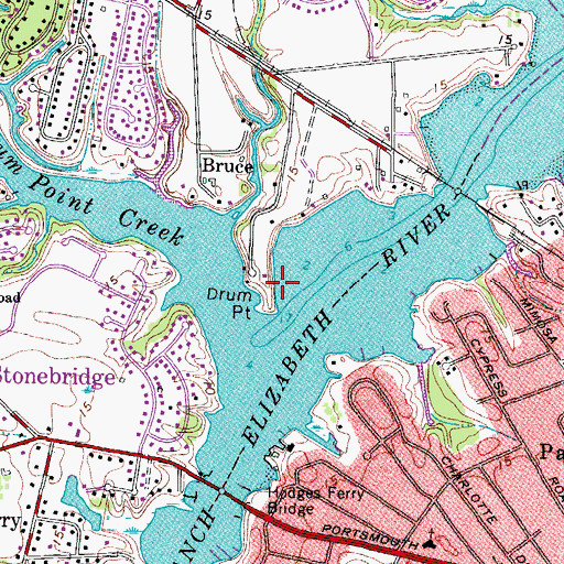 Topographic Map of Drum Point, VA