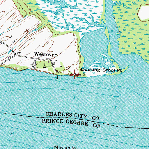 Topographic Map of Ducking Stool Point, VA