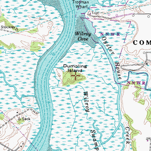Topographic Map of Dumpling Island, VA