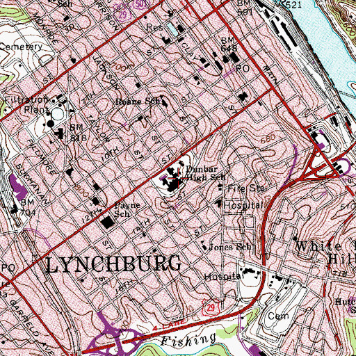 Topographic Map of Dunbar High School, VA