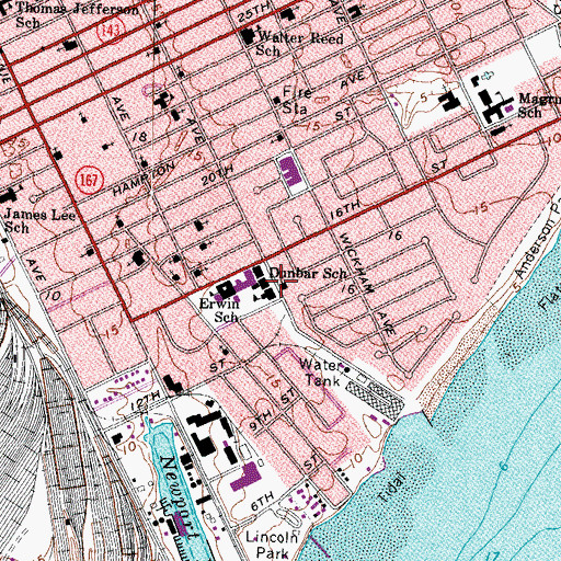 Topographic Map of Dunbar Erwin Middle School, VA
