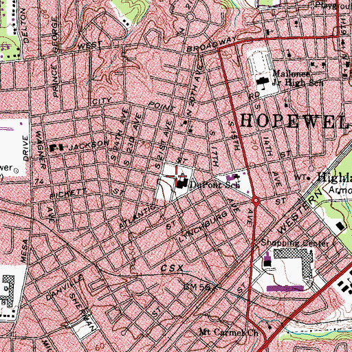 Topographic Map of Dupont Elementary School, VA