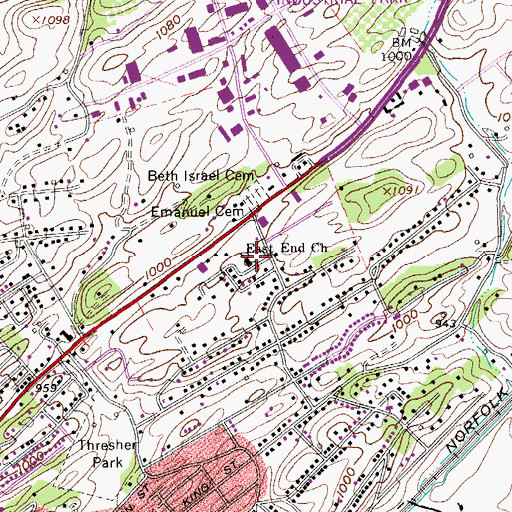 Topographic Map of East End Church, VA