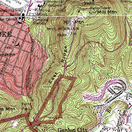 Topographic Map of East Ridge, VA