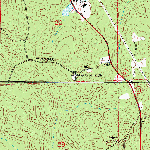 Topographic Map of Bethabara Cemetery, AL