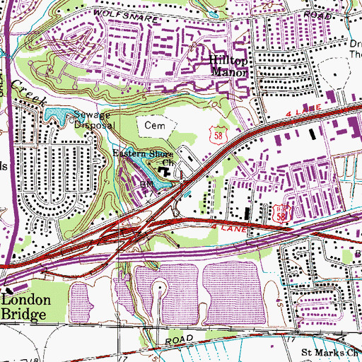 Topographic Map of Eastern Shore Church, VA