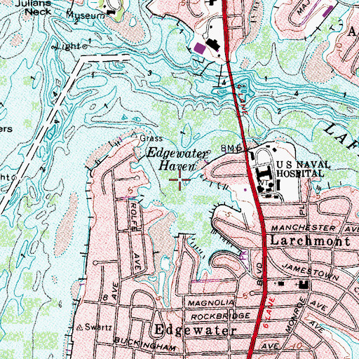 Topographic Map of Edgewater Haven, VA