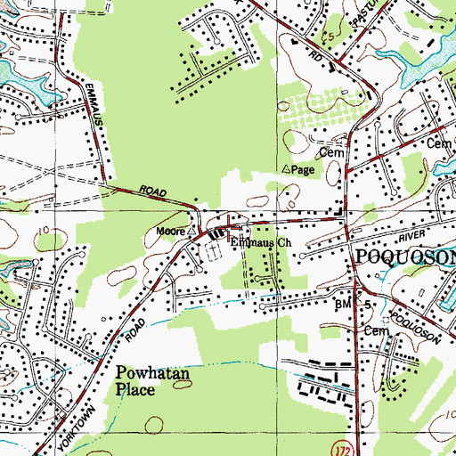 Topographic Map of Emmaus Church, VA