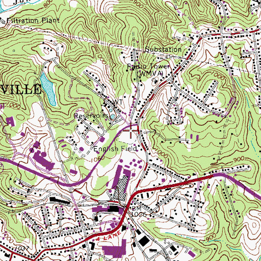 Topographic Map of English Field, VA