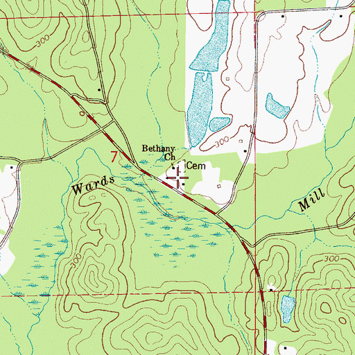 Topographic Map of Bethany School (historical), AL