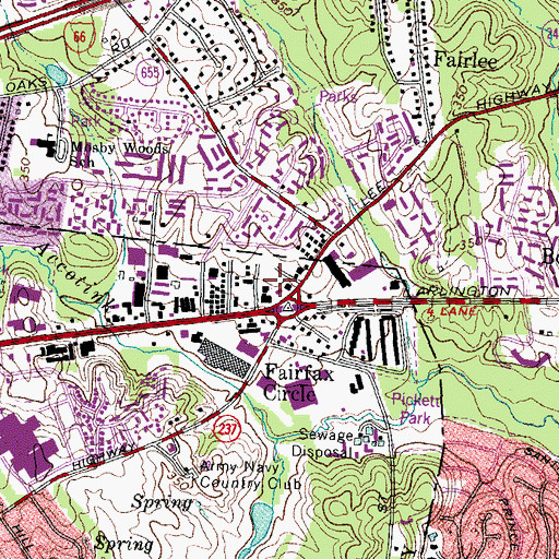 Topographic Map of Fairfax Circle, VA