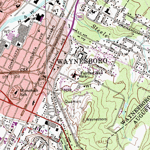 Topographic Map of Fairfax Hall School, VA