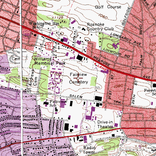 Topographic Map of Fairview Cemetery, VA