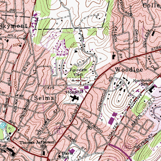 Topographic Map of Fairview Cemetery, VA