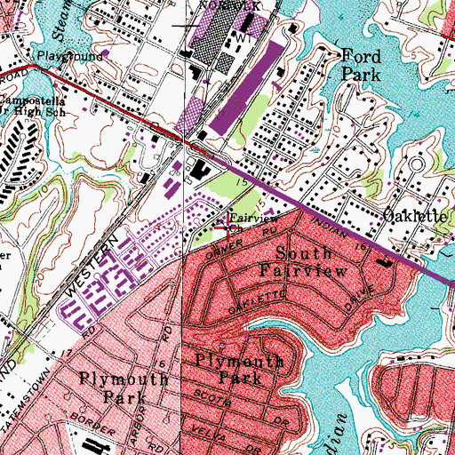 Topographic Map of Fairview Church, VA