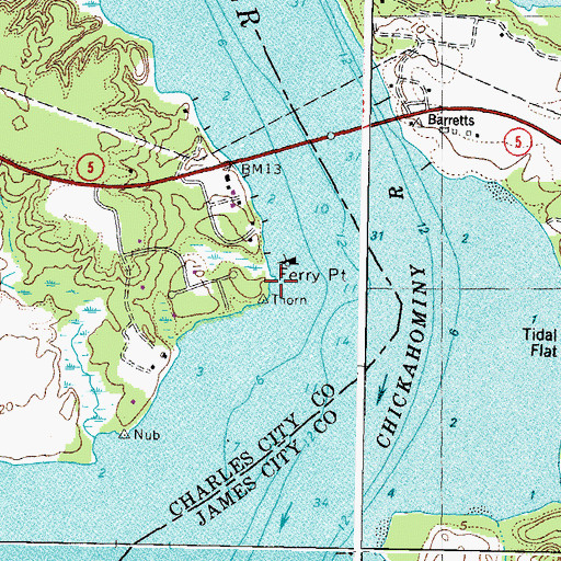 Topographic Map of Ferry Point, VA