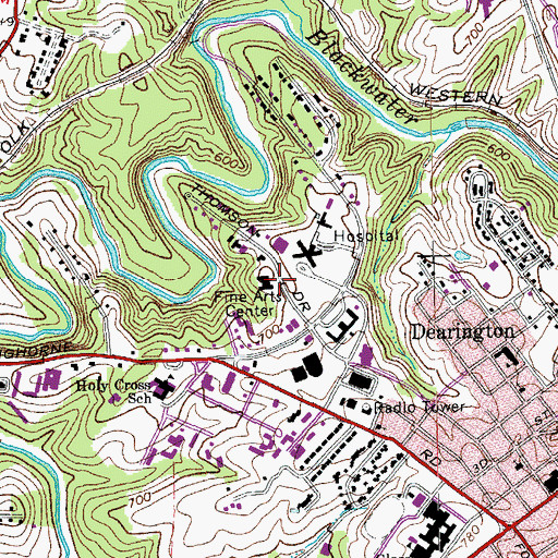 Topographic Map of Fine Arts Center, VA