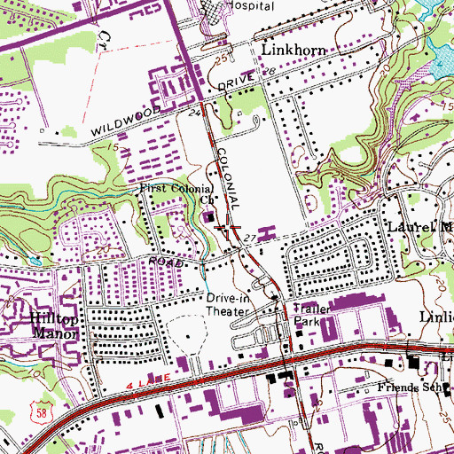 Topographic Map of First Colonial Church, VA