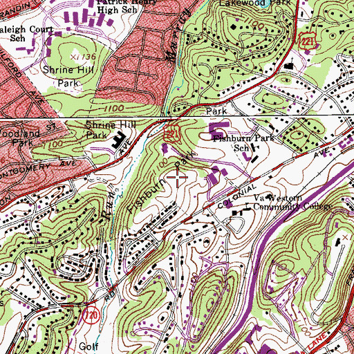 Topographic Map of Fishburn Park, VA