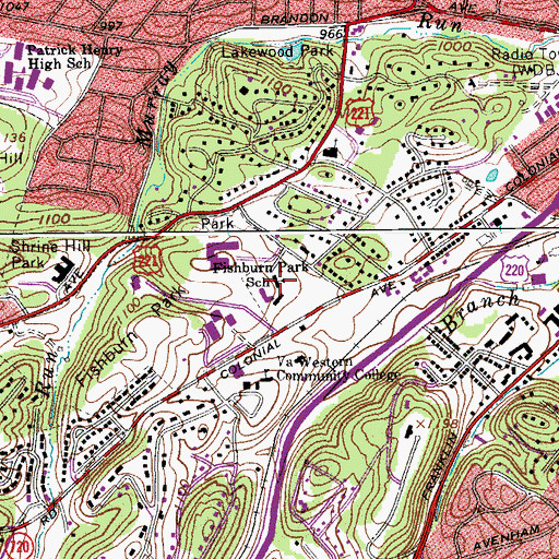Topographic Map of Fishburn Park Elementary School, VA