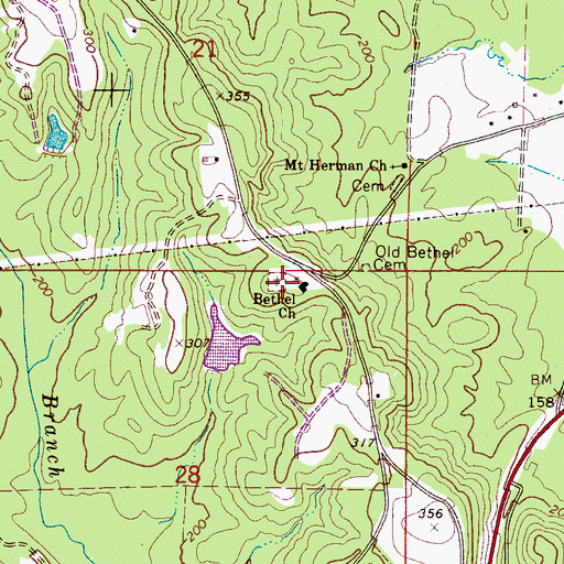 Topographic Map of Bethel Cemetery, AL