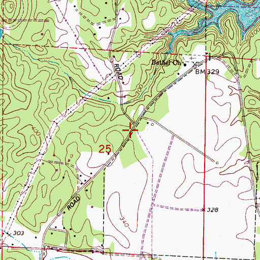 Topographic Map of Bethel School (historical), AL