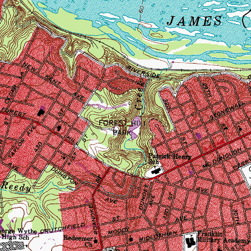 Topographic Map of Forest Hill Park, VA