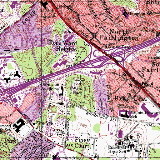 Topographic Map of Fort Ward Park, VA