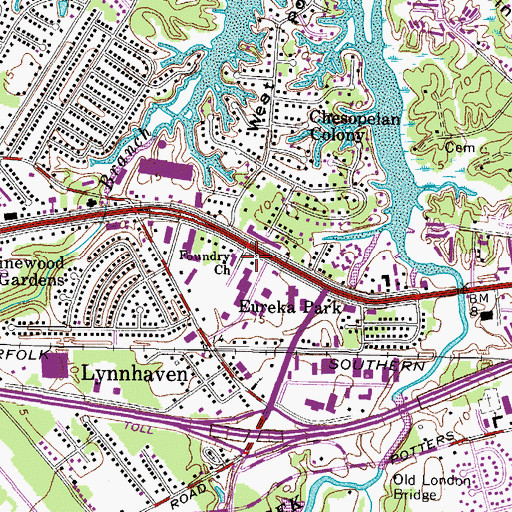Topographic Map of Foundry United Methodist Church, VA