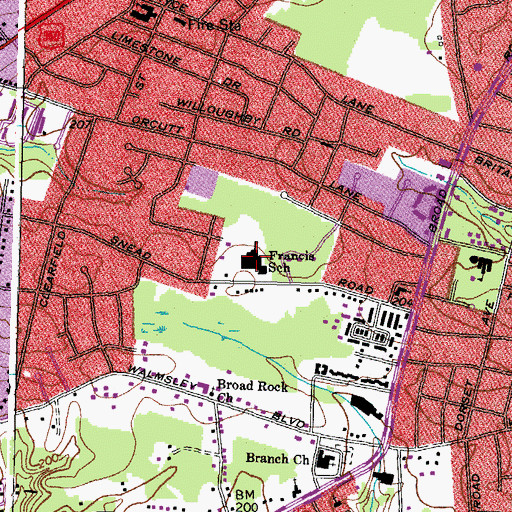 Topographic Map of J L Francis Elementary School, VA