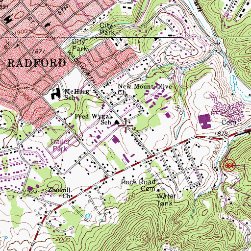 Topographic Map of Fred Wygal Elementary School, VA