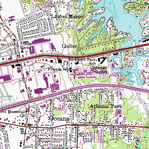 Topographic Map of Friends School of Virginia Beach, VA