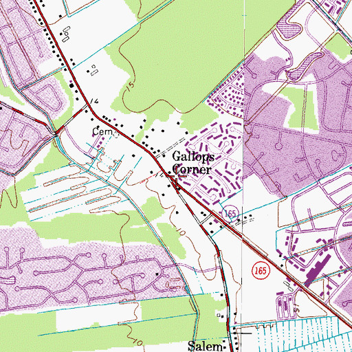 Topographic Map of Gallops Corner, VA